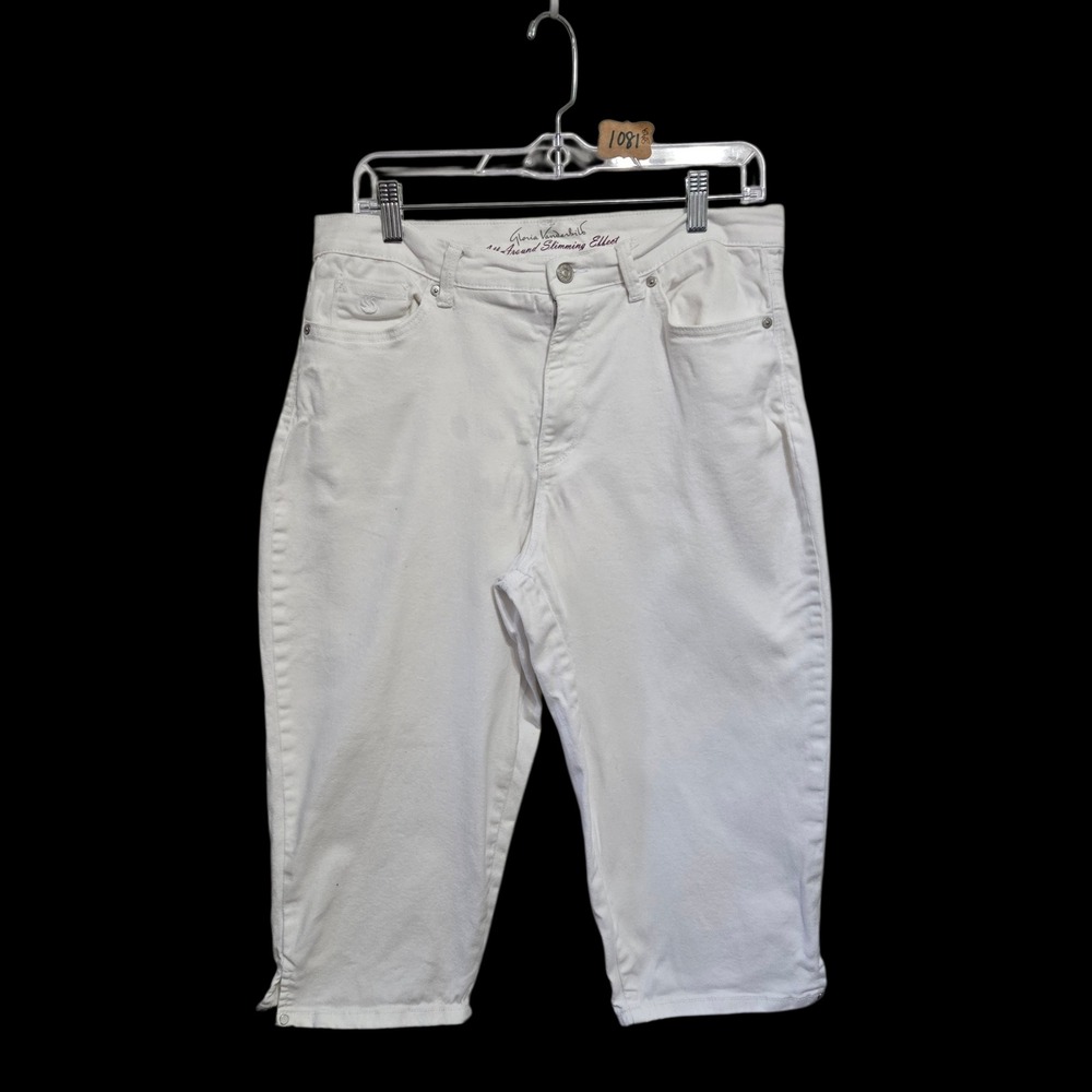 Gloria Vanderbilt White Slimming Effect Capri Pants‎ Womens 14P Cropped Denim